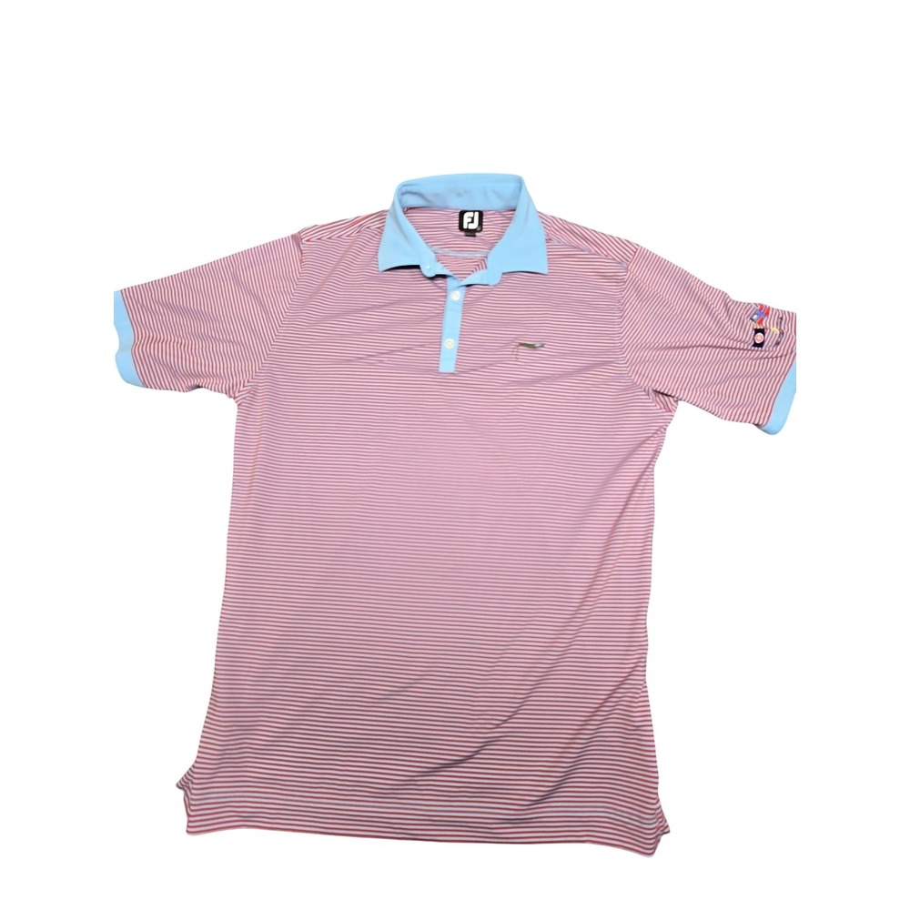The Chiefs Cup Golf Shirt Mens Large Red Blue Stripe Performance Polo FootJoy